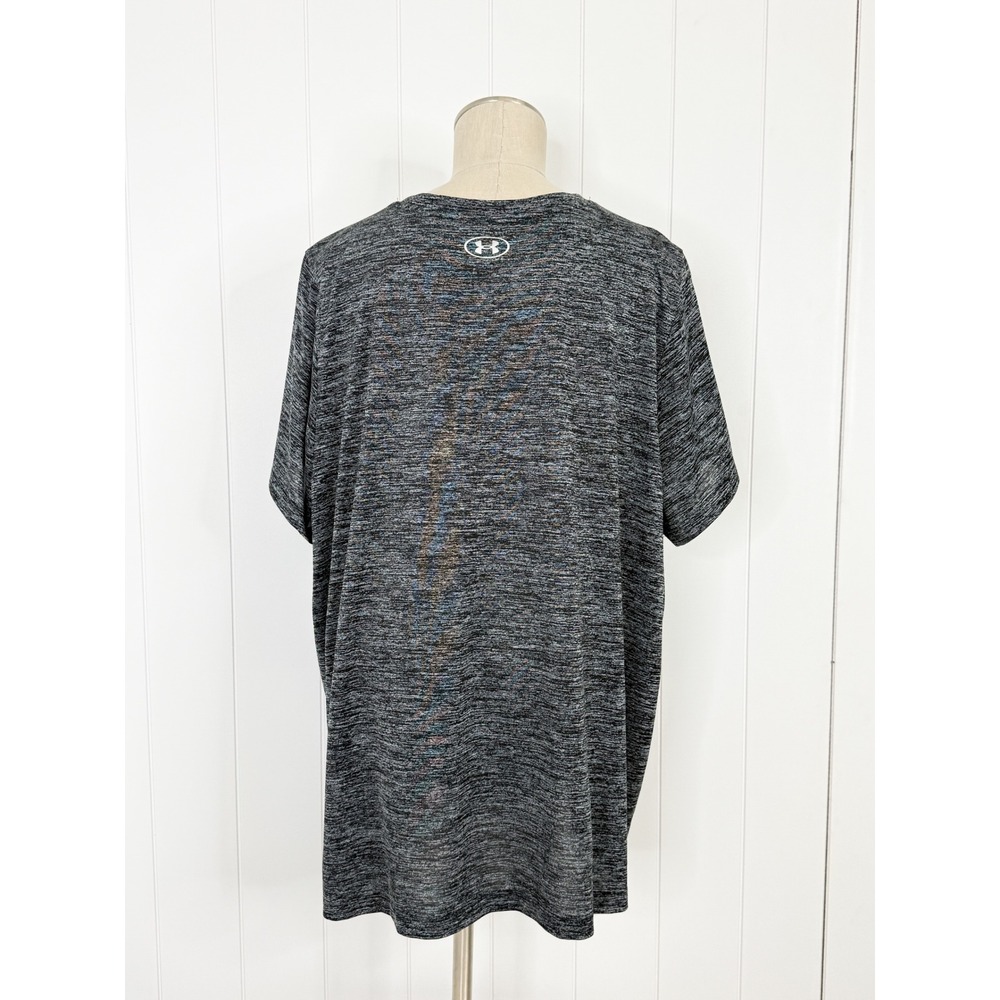Under Armour Black HeatGear Space Dye V-Neck Tee NWT Womens 2X Loose Fit Shirt - Picture 4 of 8